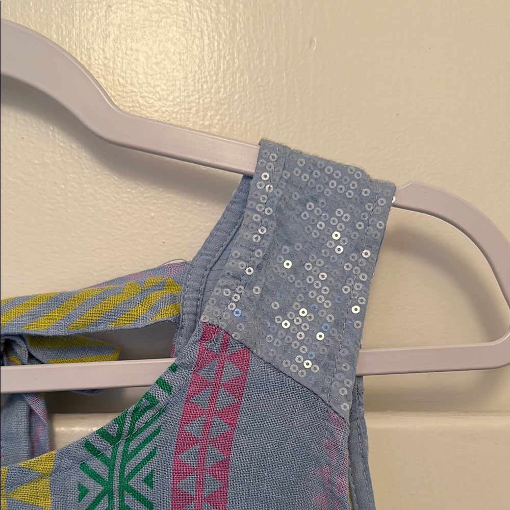 NWT Linen Colorful Striped and Sequin Mini Dress Bellambra - Picture 5 of 6